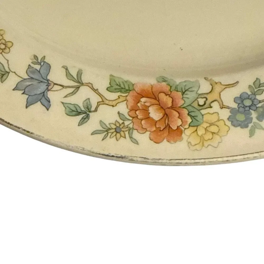Edwin M. Knowles Gold Rimmed‎ Floral Dinner Plate